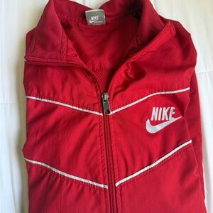 Nike red and silver Zip-Up Jacket windbreaker with silver Logo